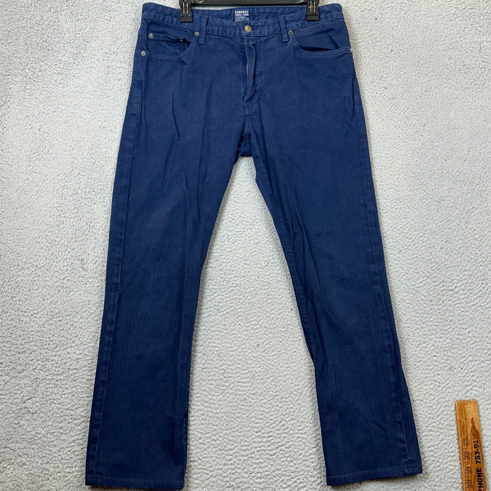 Bonobos Jeans Mens 34X32 Travel Jeans Straight Blue Stretch 5 Pockets Denim